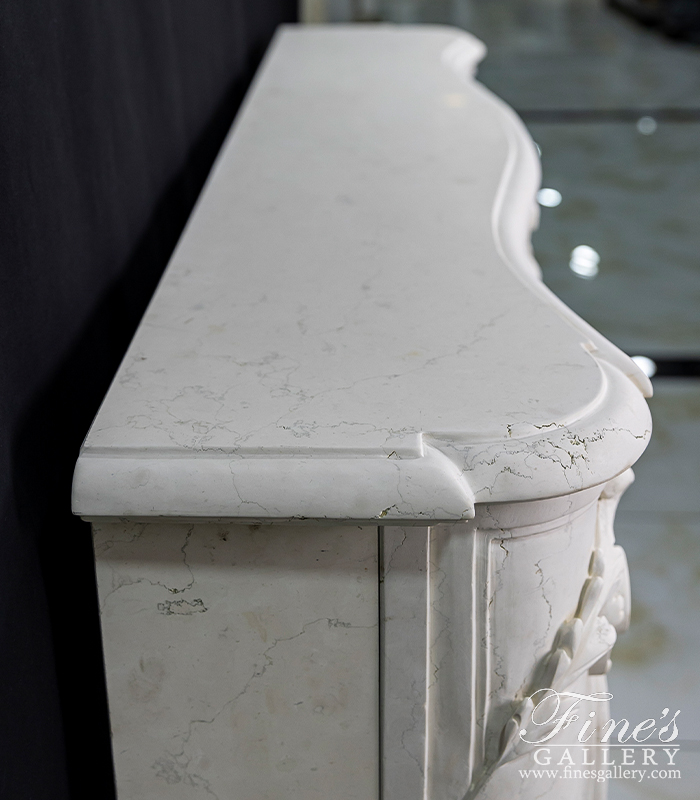 Marble Fireplaces  - Louis VI French Style Mantel In Bianco Perlino Marble - MFP-2627